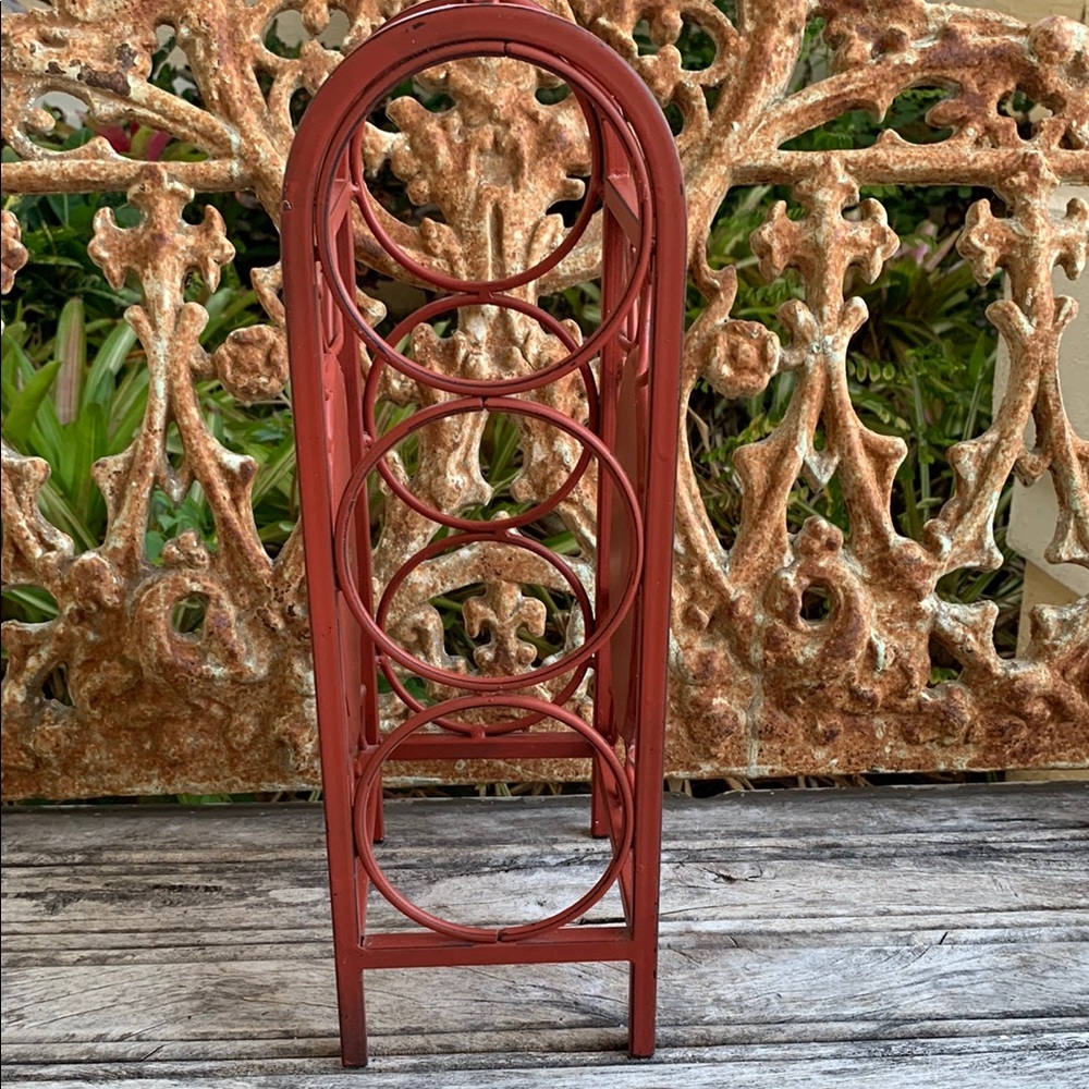 Red Farmhouse Wrought Iron Wine Rack - Picture 6 of 14